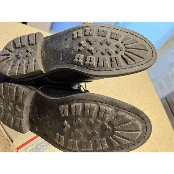 TAFT Jack Boot Men's US 7 EU 40 Black Leather Cap Toe Boots Made In Spain EUC - Picture 13 of 13